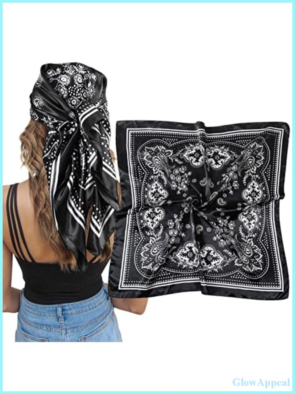 Large Satin Hair Scarf Bandana Head Wrap for Women Silk Feeling Square Scarf